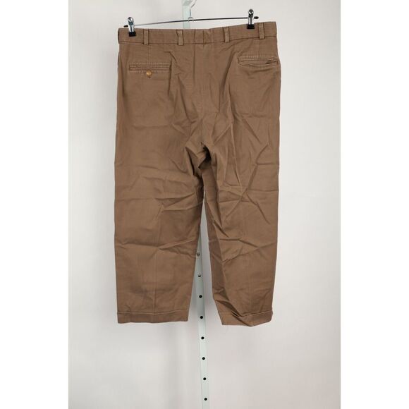 Bills Khakis Pants Mens 38 Actual 36 x 25 Beige Pleated Cuffed Made in USA - Picture 2 of 11